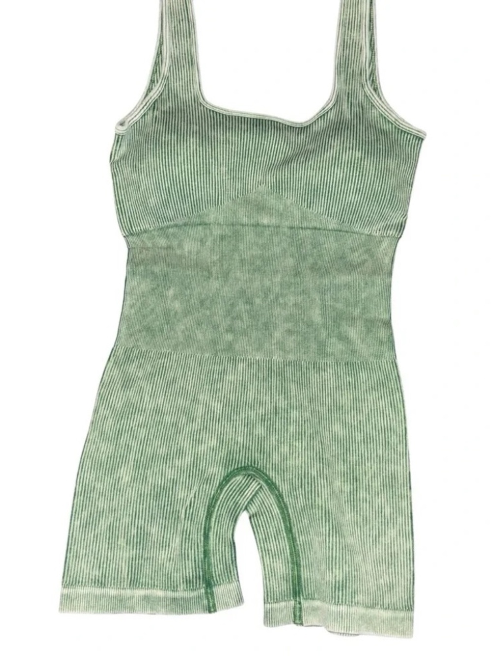 New Zenana Green Ribbed Sleeveless Romper Stretchy Shapewear Small/Medium - Picture 2 of 3
